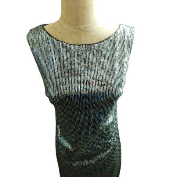 White House Black Market WHBM Size XXS Black Silver Sequin Shift Style Dress NWT - Picture 2 of 4